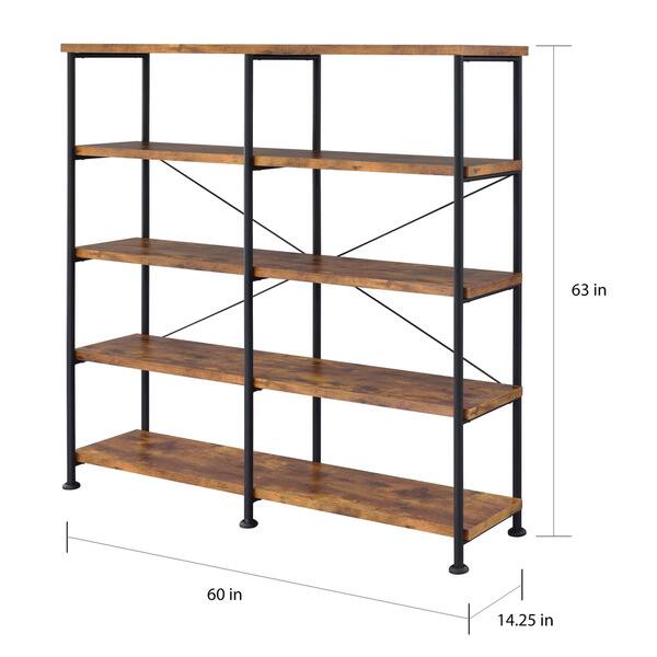 Shop Barritt Industrial Antique Nutmeg Double Wide Bookcase On