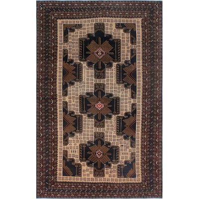 Noori Rug Semi-Antique Balouchi Hormoz Ivory/Blue Rug - 4'3 x 6'8