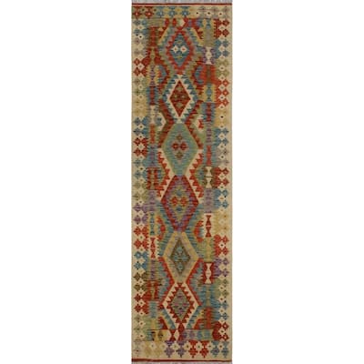 Noori Rug Sangat Kilim Ogbonna Beige/Red Rug - 2'8 x 9'9
