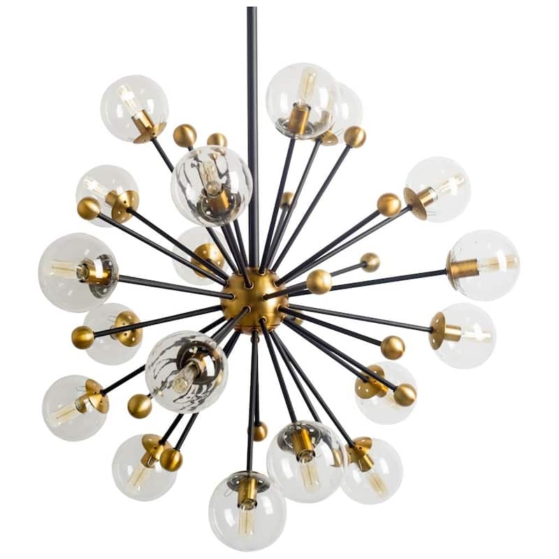 Mercana Larue (36") Black/Gold Sputnik Glass Globe Eighteen Bulb Chandelier - 36.0L x 36.0W x 36.0H