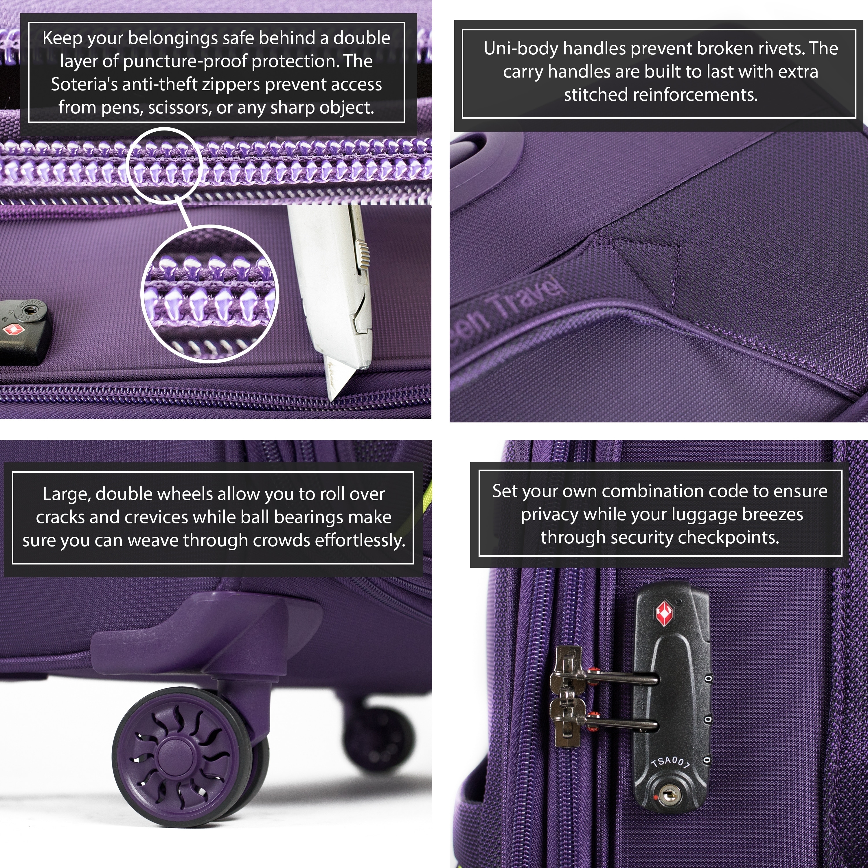 anti theft zipper luggage