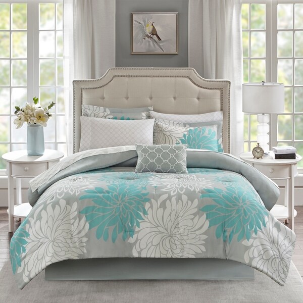 Madison Park Essentials Caldwell Aqua Comforter and Cotton Sheet Set