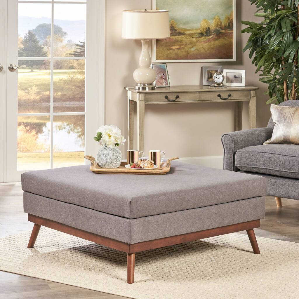 Paola Mid Century Fabric Ottoman by Christopher Knight Home