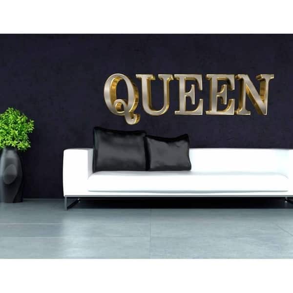 Shop Queen Lettering Gold Full Color Wall Decal Sticker K 859 Frst Size 52 X104 Overstock 20999016