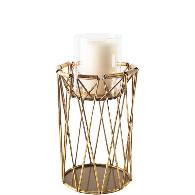 Othello II Short Antiqued Brass Metal Table Candle Holder