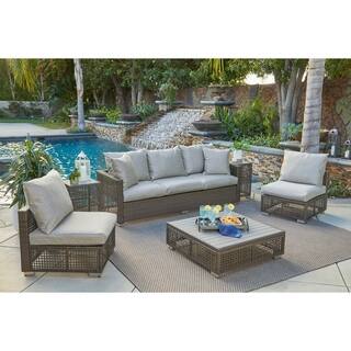 Handy Living Patio Furniture Find Great Outdoor Seating Dining Handy Living Aldrich Open Weave Grey Indoor Outdoor 6 Pc Seating Group With Taupe Cushions