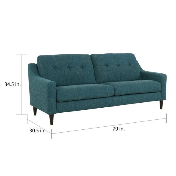 Shop Handy Living Regina Scooped Arm Blue Tweed Sofast Sofa Shop Handy Living Regina Scooped Arm Blue Tweed Sofast Sofa