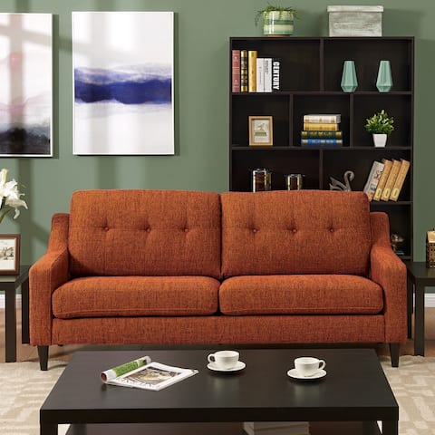Handy Living Regina Scooped Arm Orange Tweed SoFast Sofa