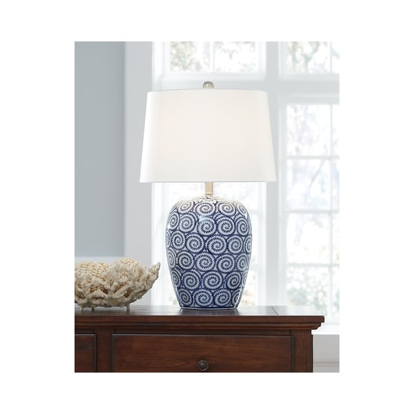 Malini White and Blue 26 Inch Table Lamp
