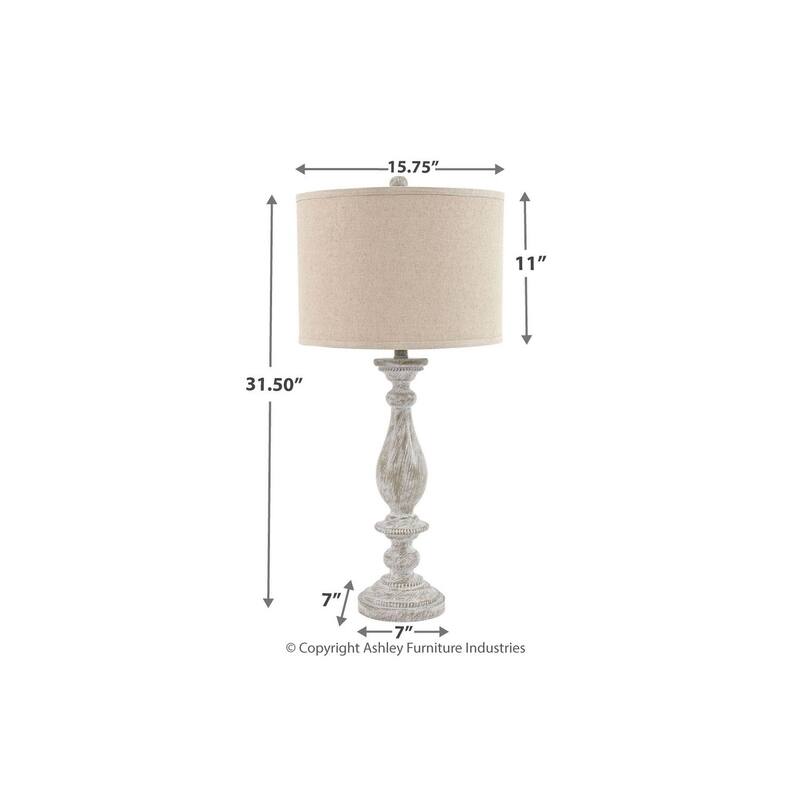 Bernadate Whitewash 33 Inch Table Lamps - Set of 2