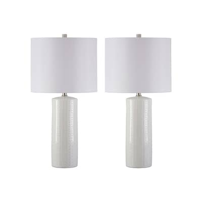 Steuben White 25 Inch Table Lamps - Set of 2