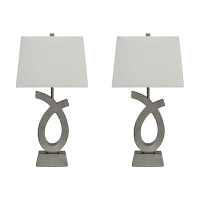 Amayeta Silver Finish 28 Inch Table Lamps Set of 2