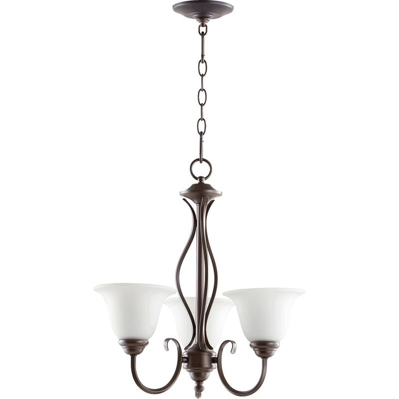 Spencer Oiled Bronze and Satin Opal 3-light Chandelier
