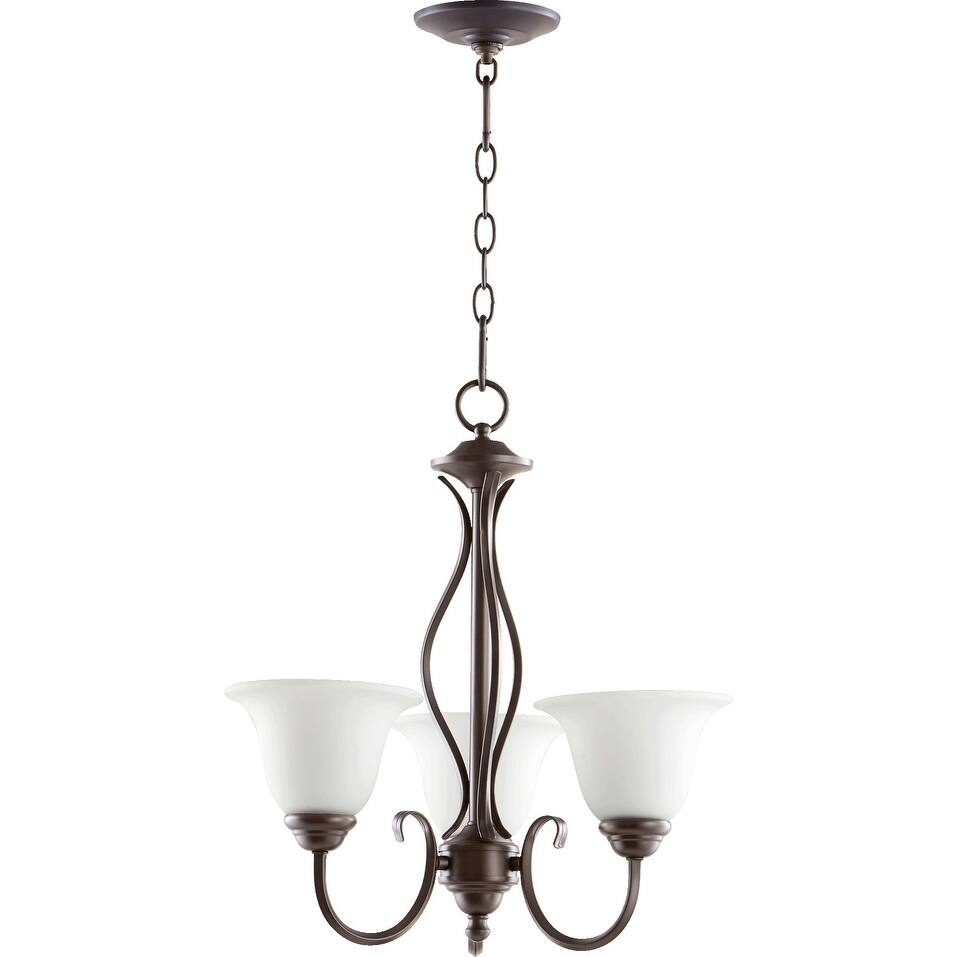 Spencer Oiled Bronze and Satin Opal 3-light Chandelier