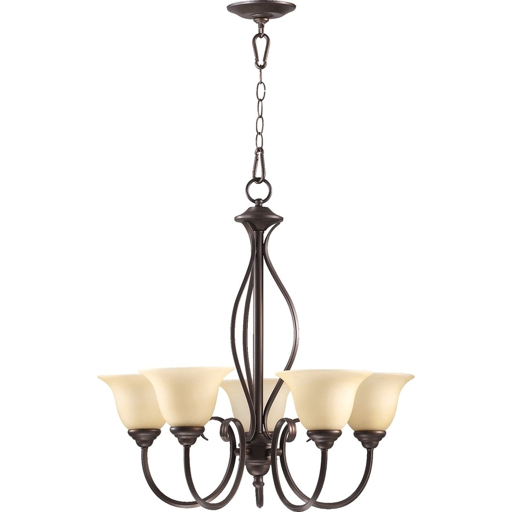 Quorum Five Light Oiled Bronze Amber Scavo Glass Up Chandelier Quorum Five Light Oiled Bronze Amber Scavo Glass Up Chandelier