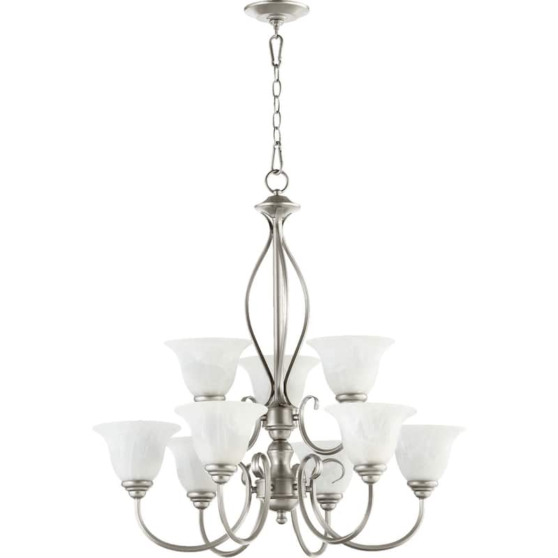 Spencer Classic Nickel and Faux Alabaster 9-light Chandelier