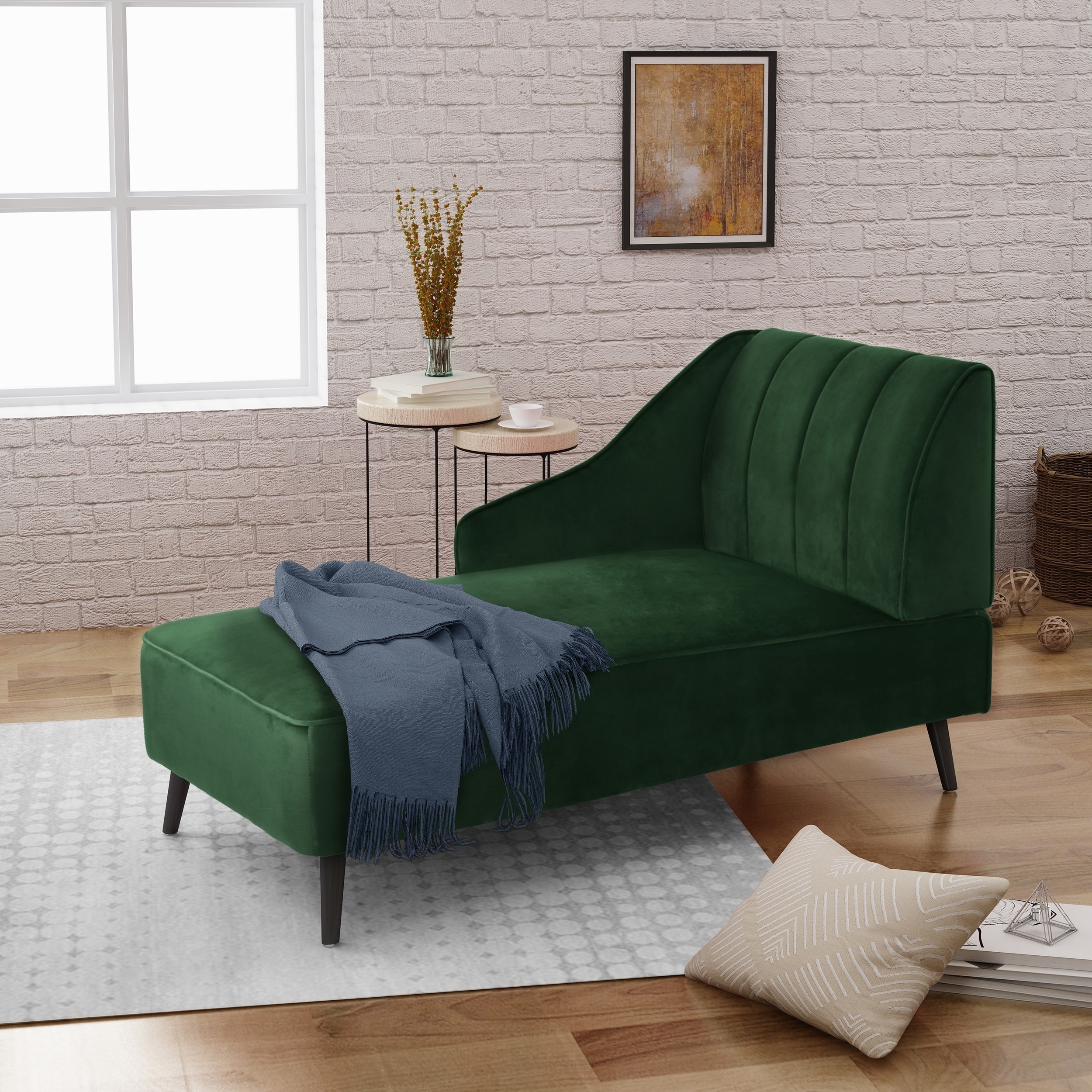 Auley Glam Velvet Accent Chaise Lounge by Christopher Knight Home