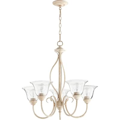 Spencer Persian White and Clear Seeded 5-light Chandelier