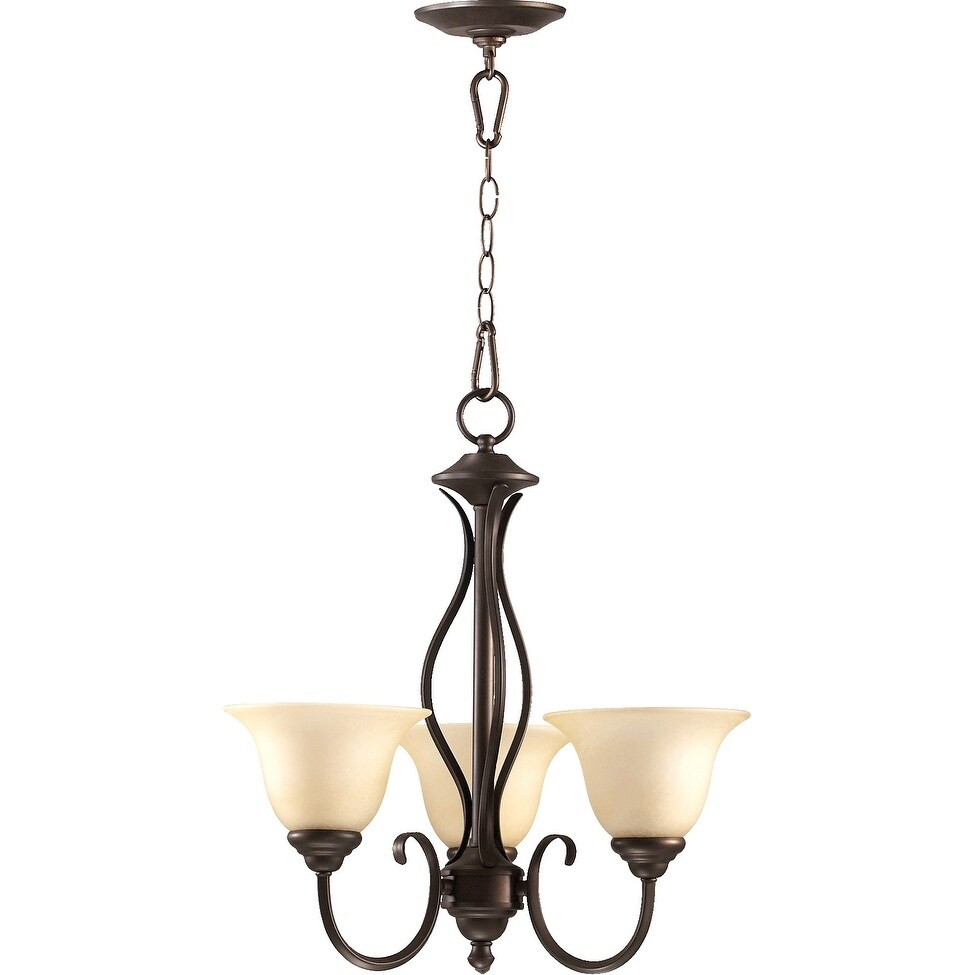 Spencer Oiled Bronze and Amber Scavo 3-light Chandelier - Chandeliers For Bedrooms by Overstock.com
