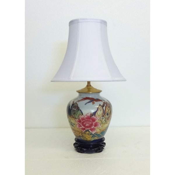 Tobacco Leaf Ginger Jar Porcelain Table Lamp