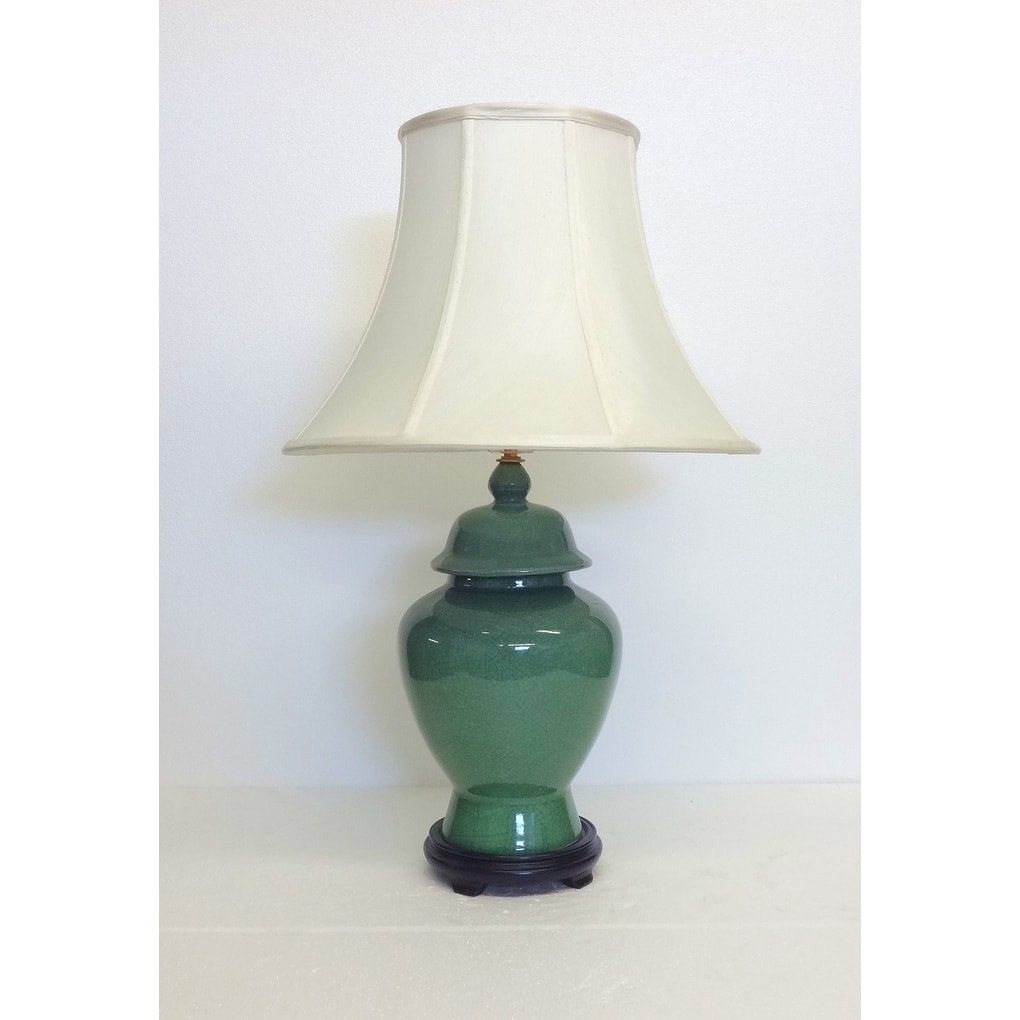 Jade Crackle Temple Porcelain Jar Table Lamp