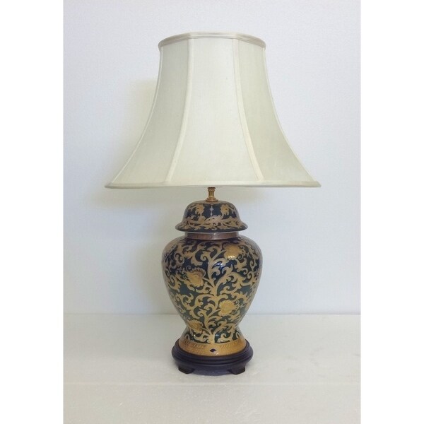 Green Gold Scrolls Temple Porcelain Jar Table Lamp Free Shipping Green Gold Scrolls Temple Porcelain Jar Table Lamp