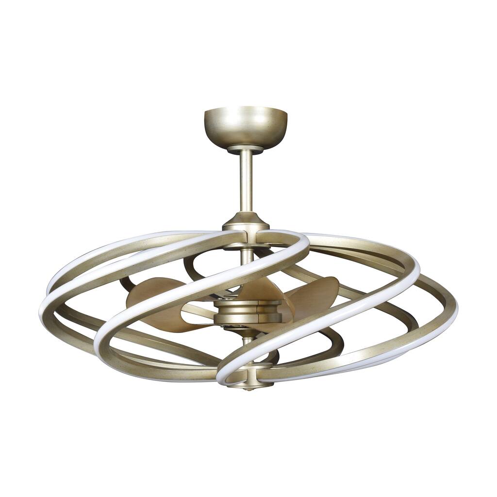 Vortex 8-light Inspired Gold Large LED Pendant with Fan