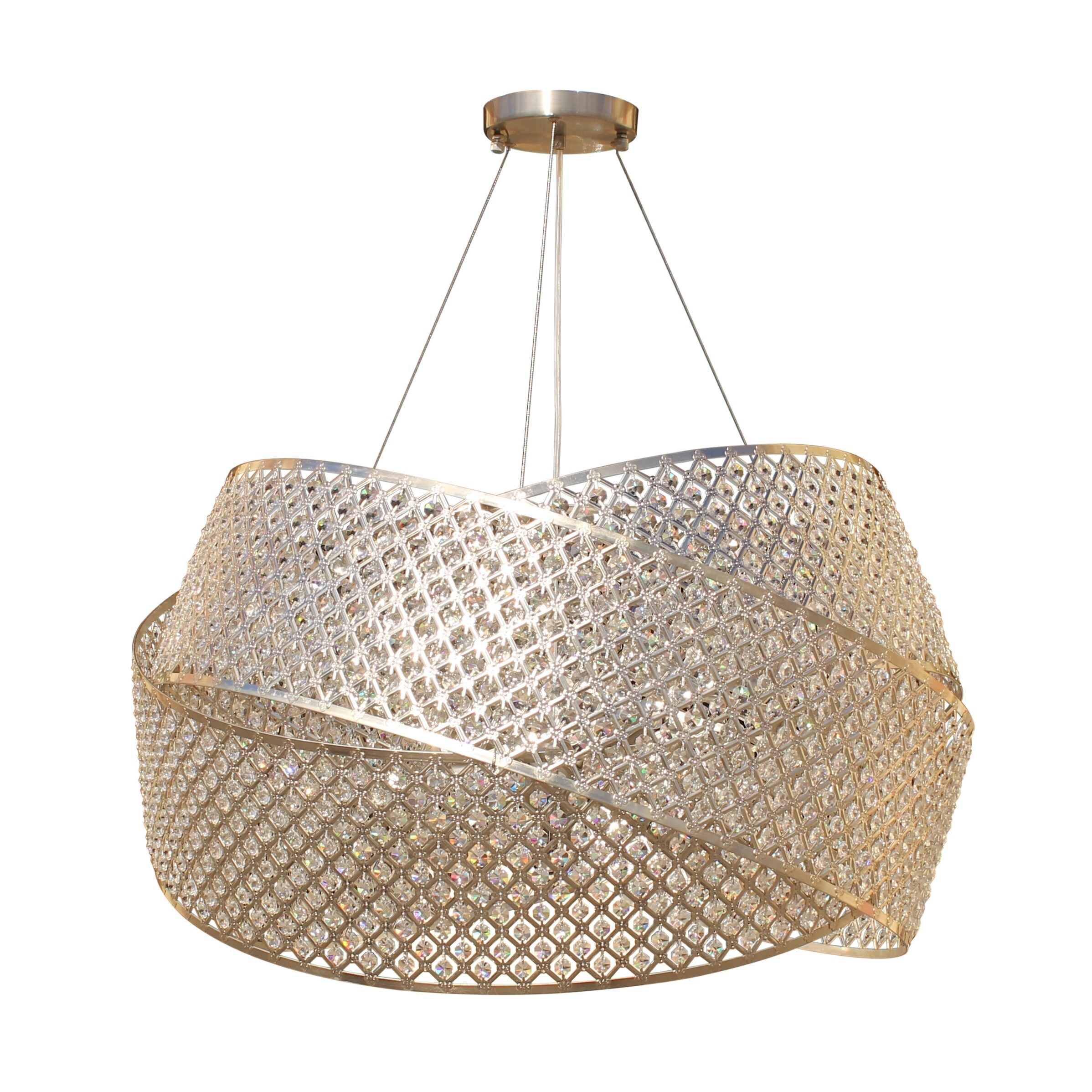 Miami Beach 3-Ring Crystal Chandelier Brushed Nickel - Chandeliers For Bedrooms by Overstock.com