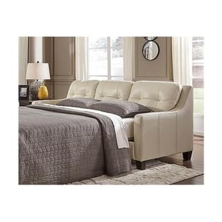 Signature Design By Ashley Design O Kean Contemporary Galaxy Off White Leather Queen Sleeper Sofa