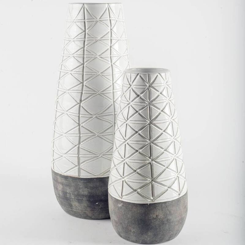 Harrier II Gray & White Patterned Ceramic Vase