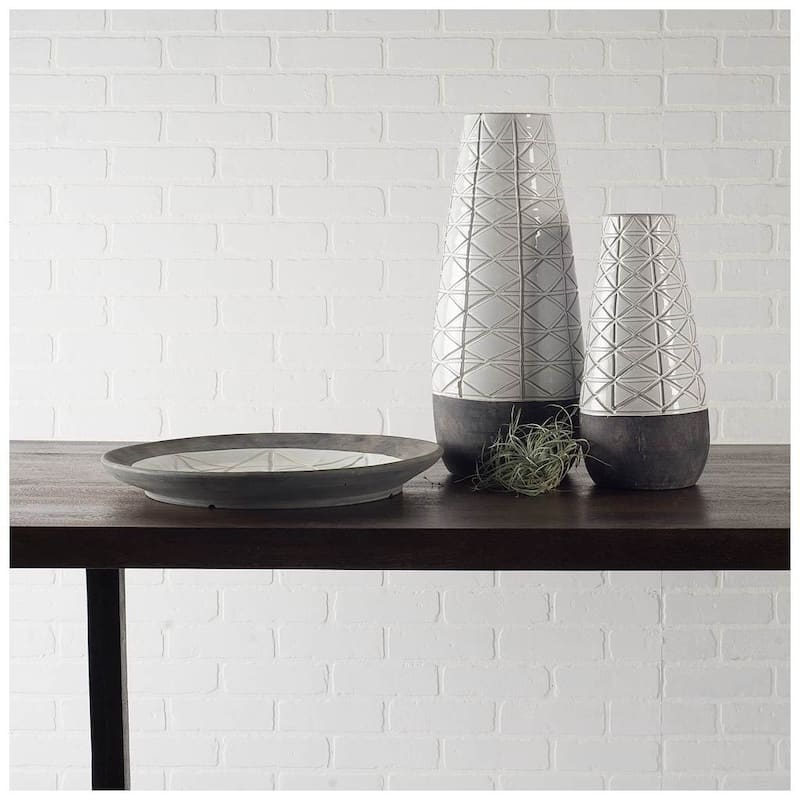 Harrier II Gray & White Patterned Ceramic Vase