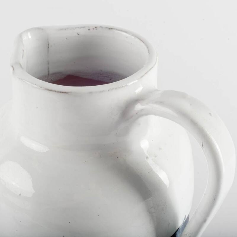 Harmon I Small White Blue Ceramic Jug - 6"W x 7"D x 7"H