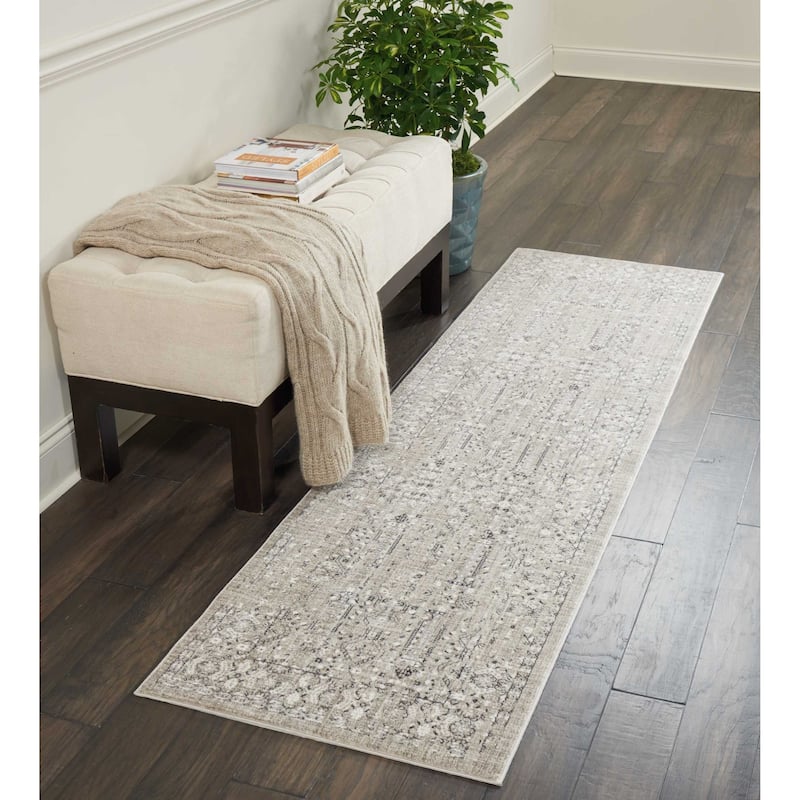 Silver Screen Distressed Floral Area Rug