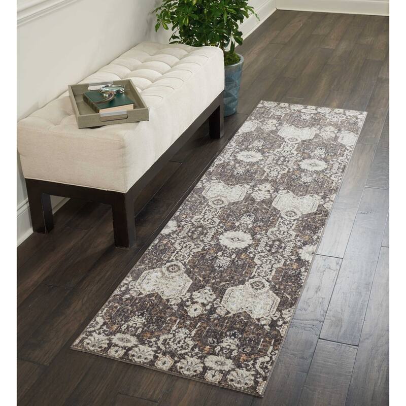 Silver Screen Floral Modern Area Rug