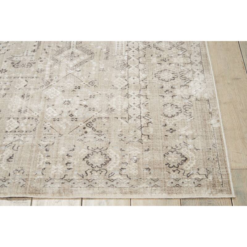 Silver Screen Distressed Floral Area Rug