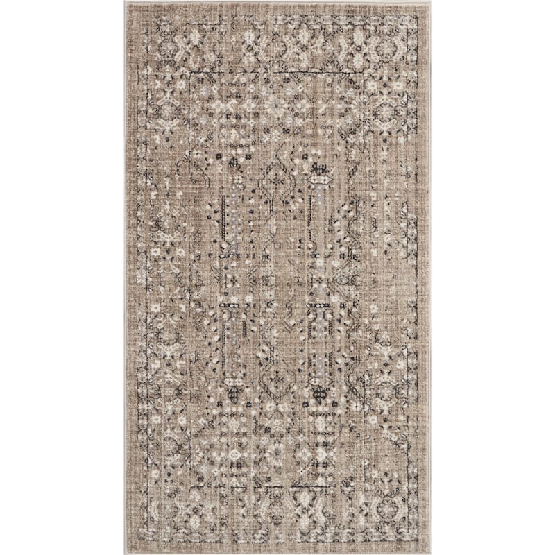 Silver Screen Distressed Floral Area Rug