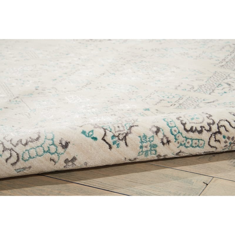 Silver Screen Distressed Floral Area Rug
