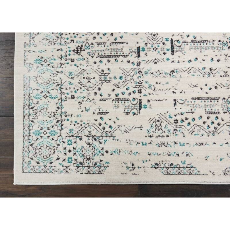 Silver Screen Distressed Floral Area Rug