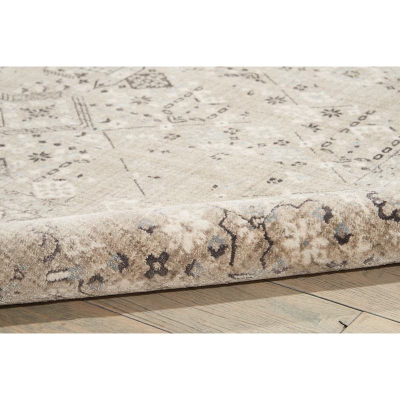 Silver Screen Distressed Floral Area Rug