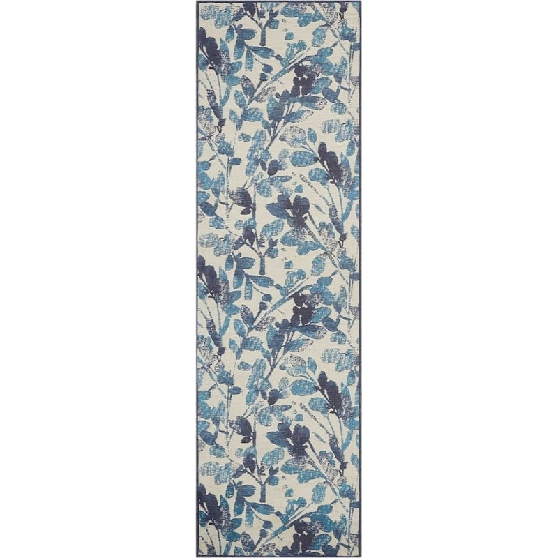 Waverly Vintage Distressed Floral Area Rug - 2' 3" x 7' 6" - Blue - Runner