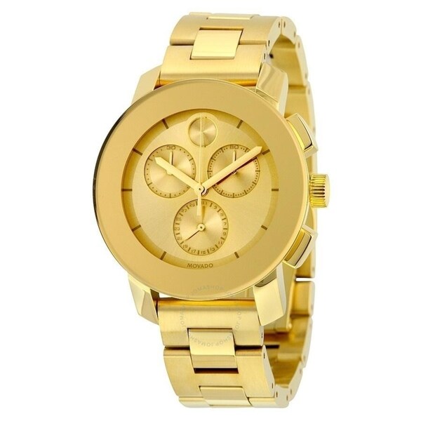 Movado Unisex 'Bold' Chronograph Gold-Tone Stainless Steel Watch - Overstock - 21013477