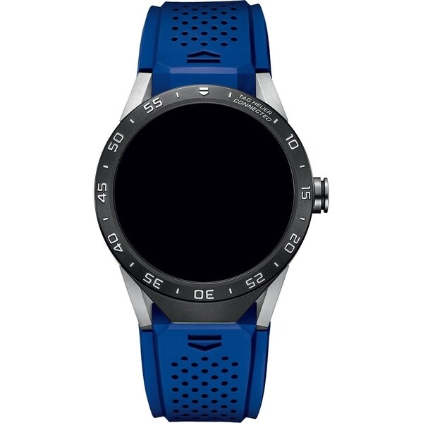 Tag Heuer Men's SAR8A80.FT6058 'Connected' Smartwatch Android 4.3+ IOS 8.2+  Bluetooth Microphone Blue Rubber Watch - Overstock - 21013524