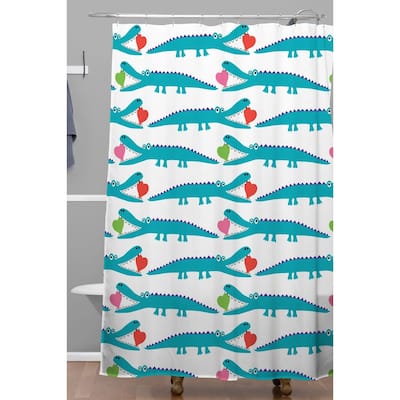 Andi Bird Alligator Love Aqua Shower Curtain