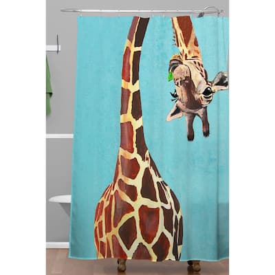 Coco de Paris Giraffe with green leaf Shower Curtain