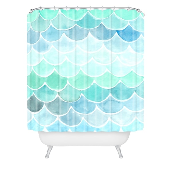 Details about   Mermaid Scales Bathroom Shower Curtain Waterproof Watercolor Theme 12 Hooks 