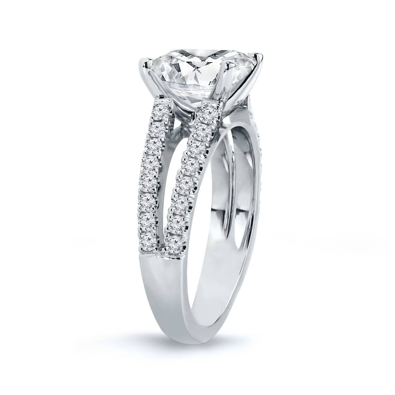 Auriya 14k Gold 2 1/2ct TDW Certified Cushion-Cut Split Shank Diamond Engagement Ring (G-H, SI1-SI2)