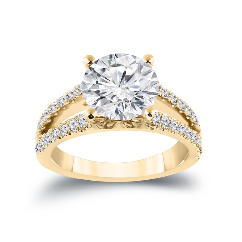 Auriya 14k Gold 2 1/3ct TDW Certified Round Split Shank Diamond Engagement Ring (H-I, SI1-SI2)