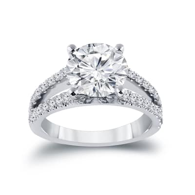 Auriya 14k Gold 2 1/3ct TDW Certified Round Split Shank Diamond Engagement Ring (H-I, SI1-SI2)