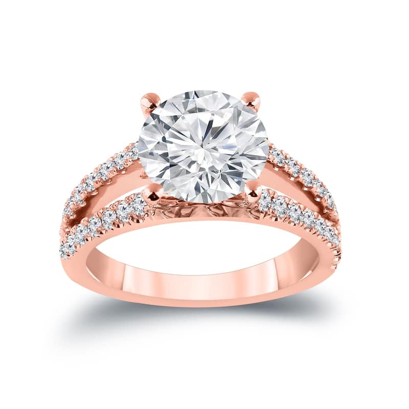 Auriya 14k Gold 2 1/3ct TDW Certified Round Split Shank Diamond Engagement Ring (H-I, SI1-SI2)