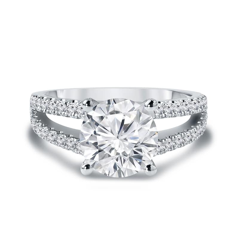 Auriya 14k Gold 2 1/3ct TDW Certified Round Split Shank Diamond Engagement Ring (H-I, SI1-SI2)